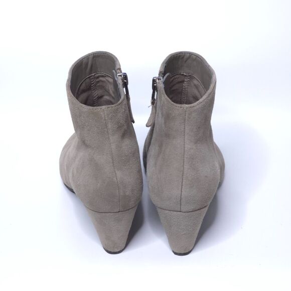 SAM EDELMAN Michelle Taupe Suede Leather Ankle Booties Heels Side Zip Sz 7.5‎ - Picture 3 of 8